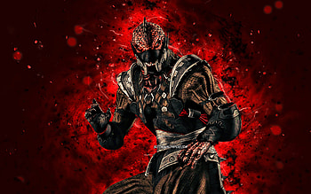 Saurian, , red neon lights, Mortal Kombat Mobile, fighting games, MK Mobile, creative, Mortal Kombat, Saurian Mortal Kombat HD wallpaper