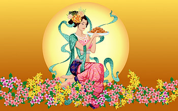 Moon Goddess, moon, art, girl, oriental, goddess, beauty HD wallpaper