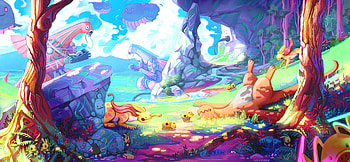 Another Normal Day In Forest, artist, forest, artwork, digital-art, colorful, deviantart HD wallpaper