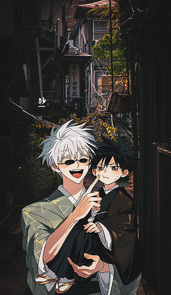 Saturo gojo, art, black hair, Anime, Jujutsu kaisen HD phone wallpaper