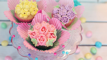 Floral, Cupcakes HD wallpaper