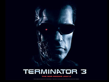 terminator 3, face, endoskeleton, sunglasses, red eye HD wallpaper