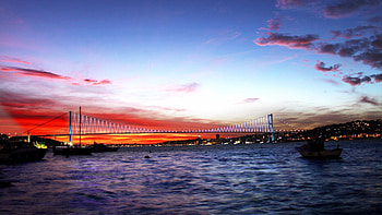 City Lights, Cities, Sea, Night, Bridge, Turkey HD wallpaper