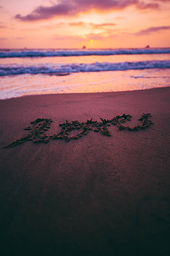 Beach, Sand, Love, Shore, Bank, Words, Inscription HD phone wallpaper