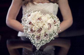 Flowers, Roses, Bouquet, Gypsophilus, Gipsophile, Heart, Orchids, Bride HD wallpaper