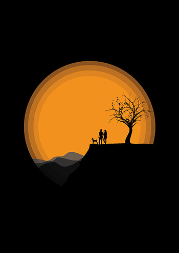 Art, Vector, Dark, Couple, Pair, Silhouettes HD phone wallpaper