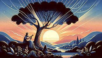 Bard Sunset Symphony: Ultra, bard, landscape, music, tree HD wallpaper