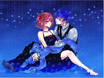 Meiko and Kaito, vocaloids, meiko, couple, cute, kaito HD wallpaper