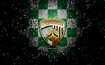 Club Deportivo La Equidad FC, glitter logo, Categoria Primera A, green white checkered background, soccer, colombian football club, Club Deportivo La Equidad logo, mosaic art, football, Colombian football league HD wallpaper