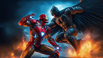 Batman Vs Iron Man Sense Of Justice, batman, iron-man, superheroes, artwork, digital-art, ai HD wallpaper