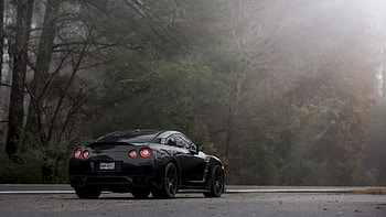 Nissan GTR Black Road, nissan, nissan-gtr, cars, black HD wallpaper
