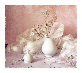 White Still Life 5, composition, art , still life, white, vase, flowers, nice HD wallpaper