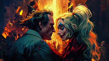 Joker And Harley Quinn Chaotic Affection, joker-2, joker-folie-a-deux, 2024-movies, movies, lady-gaga, joker, harley-quinn, concept-art, behance HD wallpaper