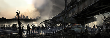 Zombie World, wide, dark, dual screen, adventure, left 4 dead 2, video game, left for dead, left four dead, left 4 dead, zombie, horror, concept art HD wallpaper