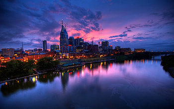 Nashville Skyline, Sunset view, Tennessee cityscape, Urban scenery HD wallpaper