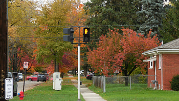 If You Love Autumn Colors, Raise Your Hand! :D, golden yellow, fireplug, house, reds, scarlet, grass, orange, hand, Fa11, green, fence, trees, Traffic Signals nSigns, traffic signal, fire hydrant HD wallpaper