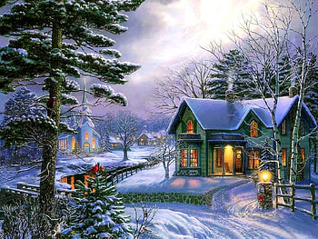 Winter dreams, winter, holidays, painting, snow HD wallpaper