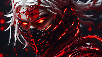 White Haired Shinobi, white hair, red, ninja, warrior, Killer HD wallpaper