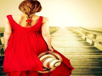 woman,red,walk,head, head, woman, walk, red HD wallpaper