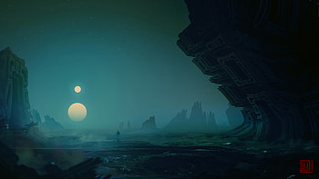 Landscape, Art, Alien, Relief, Darkness, Loneliness, Extraterrestrial, Unearthly HD wallpaper
