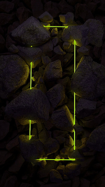 Neon light, night, dark, rectangle, stones HD phone wallpaper