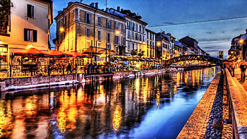 Landscape, Cities, Rivers, Architecture, Shine, Light, Bridge, r, Cafe, Café HD wallpaper