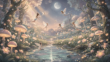 Moonlit Fairy Glade — Fairycore, Mushroom, Forest, Pond HD wallpaper
