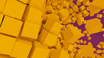 Yellow 3d cubes, abstract HD wallpaper