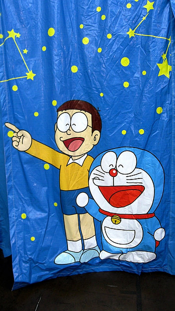 Nobita Doraemon, Blue Background, nobita, doraemon HD phone wallpaper