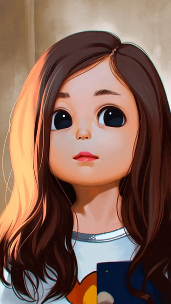 Cute Cartoon Girl, Cute Girl HD phone wallpaper