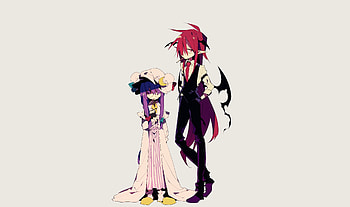 Anime, minimal, Koakuma, Patchouli Knowledge, Touhou HD wallpaper