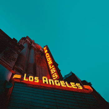Capture of a vintage Los Angeles neon sign illuminated at dusk, evoking urban charm. HD phone wallpaper