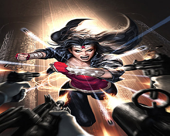 Wonder Women, figther, comic, gun, shot, dc HD wallpaper