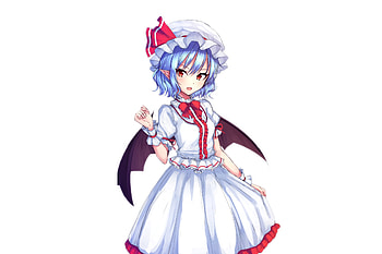 Wings, Remilia Scarlet, blue hair, cute HD wallpaper