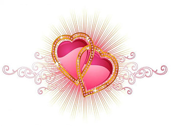 United in Love, joined gold hearts, pink swirls, love HD wallpaper