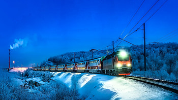 Train, winter, travel, snow HD wallpaper