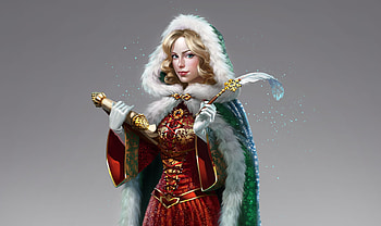 Christmas girl, craciun, fantasy, christmas, hood, red, owlstudio, girl, owl studio HD wallpaper