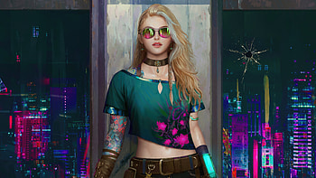 Blonde Girl In City Lights Cyberpunk, cyberpunk, scifi, artist, artwork, digital-art, artstation HD wallpaper