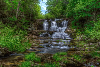 Waterfalls, falls, trees, water, rock HD wallpaper