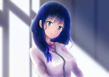 Cute, Rikka Takarada, SSSS.Gridman, blue hair, artwork HD wallpaper