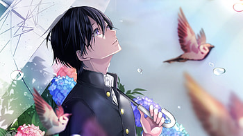 Anime Boy Under Umbrella With Black Coat Suit Dress Anime Boy HD wallpaper