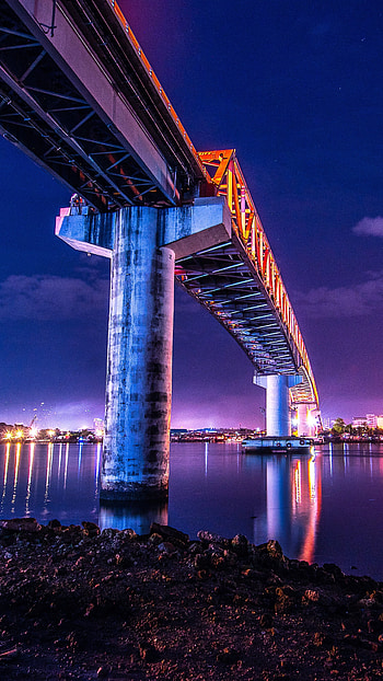Bridge under water city, Vibrant colors HD phone wallpaper
