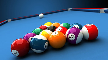 Colorful pool table, Depth of field, Billiard balls, Recreation HD wallpaper