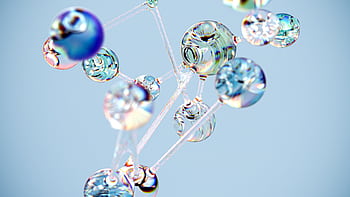 Flowing glass-like molecular structure in blue. Conceptual digital art with a tech twist. HD wallpaper