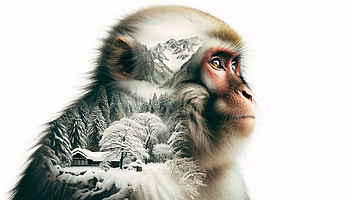 Majestic Snow Monkey in Winter Wonderland -, snow monkey, monkey, nature, landscape, snow HD wallpaper