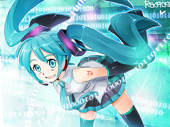 Hatsune Miku, blue, twintail, code, cute, girl, headset, vocaloid, miku, vocaloids, anime, pretty, hatsune HD wallpaper