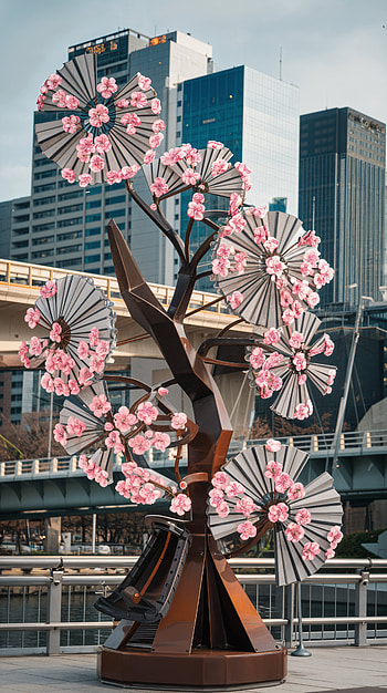 Osaka Blossom: A Captivating , cherry blossom, urban landscape HD phone wallpaper
