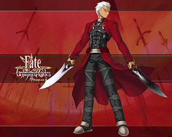 Archer in Unlimited Codes, bakuya, reality marble, black, fate unlimited codes, archer, yang, fate stay night, yin, kanshou, emiya, dual sword, anime, red, cool, game HD wallpaper