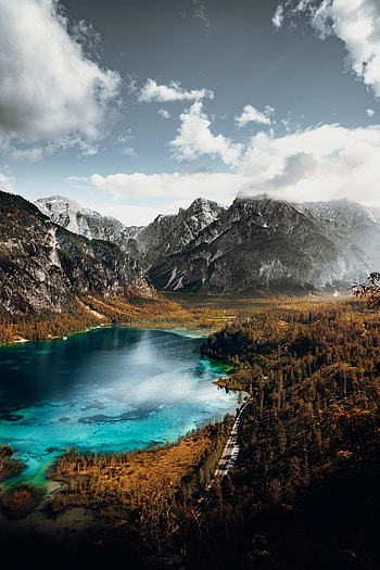 Landscape, Nature, Mountains, Rocks, Lake, Road HD phone wallpaper