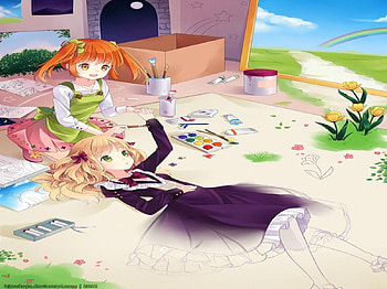 Imagine Friend, print, orginal, art, paint, girls, dream HD wallpaper